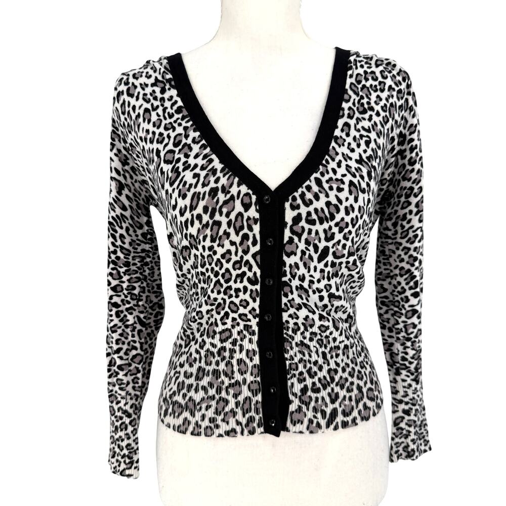 Vintage Guess Jeans 90s Y2K Leopard Print V-Neck Cardigan Size M